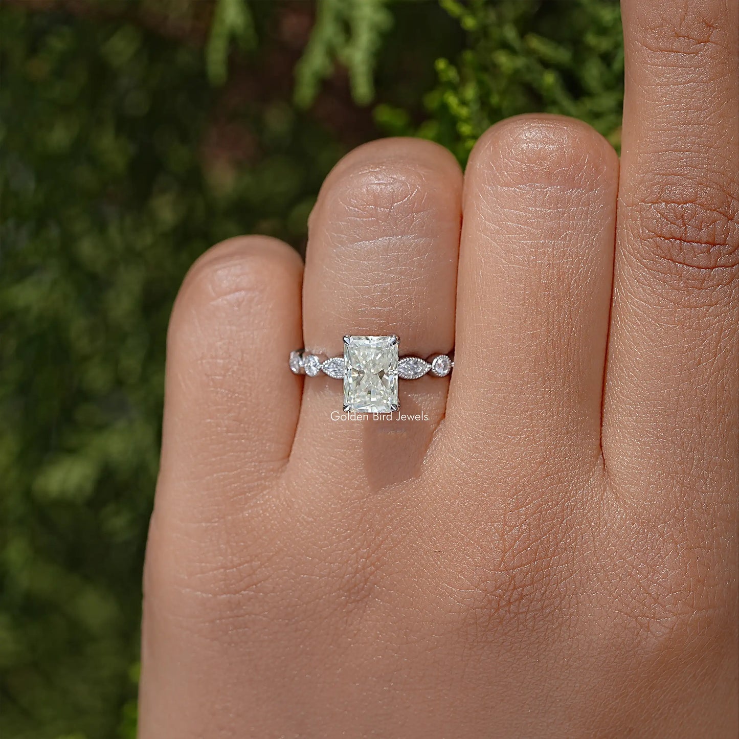 Radiant Cut Moissanite Engagement Ring