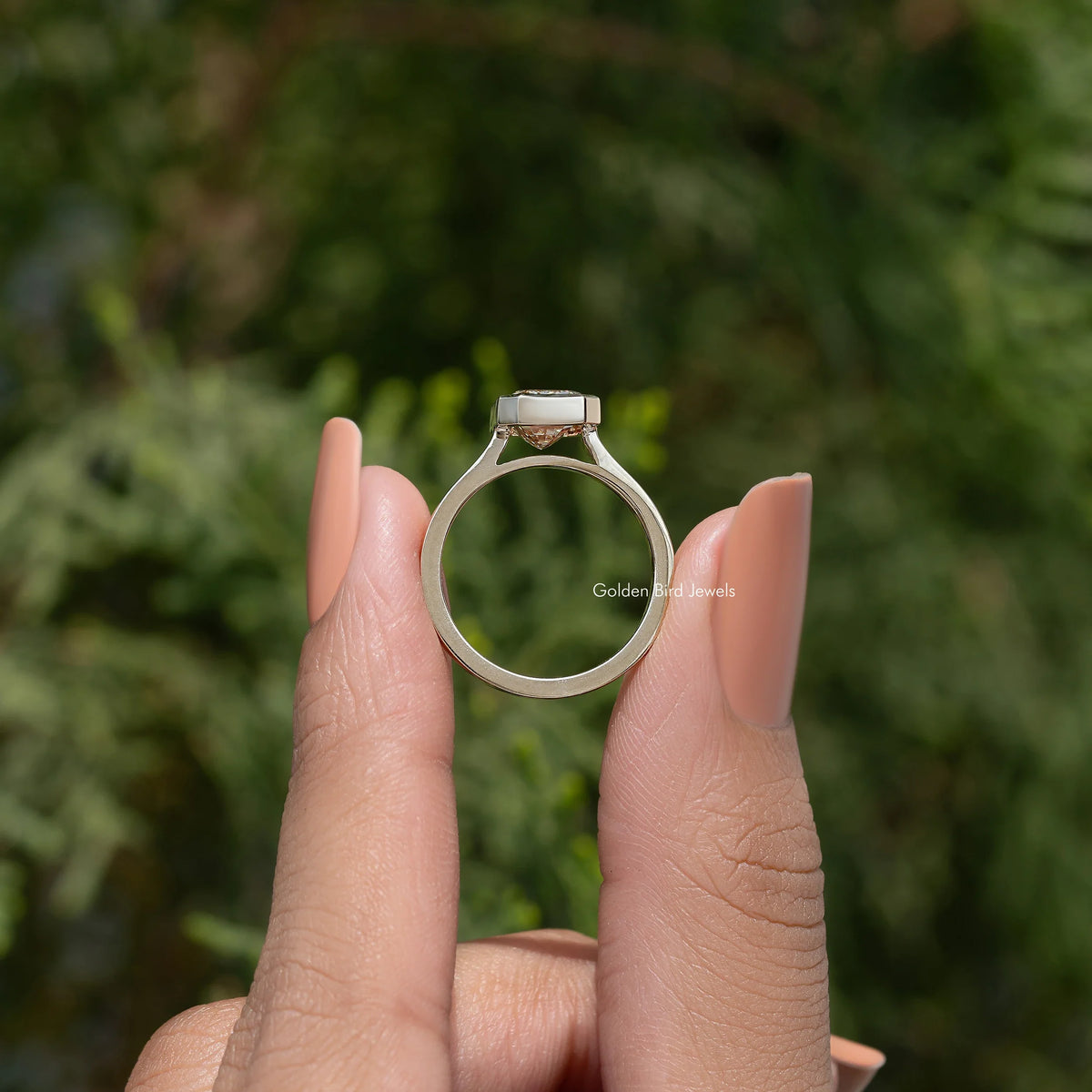 Emerald Cut Solitaire Moissanite Engagement Ring