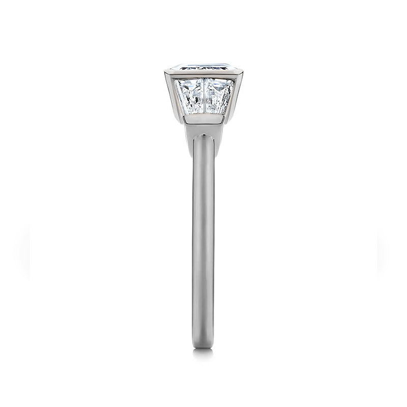 Emerald Cut Moissanite And Tapered Baguette Accents Engagement Ring