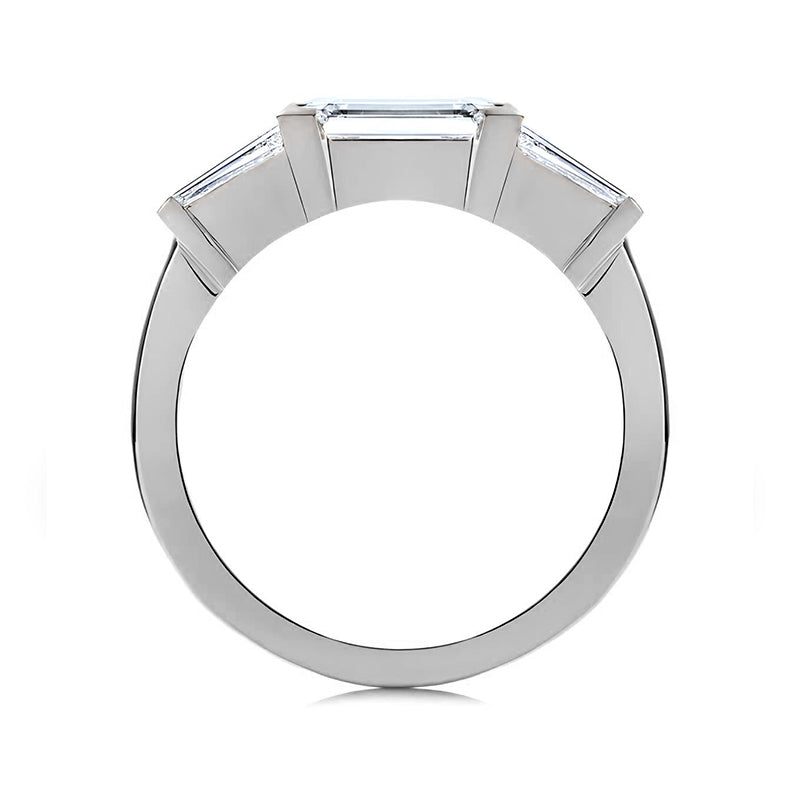 Emerald Cut Moissanite And Tapered Baguette Accents Engagement Ring