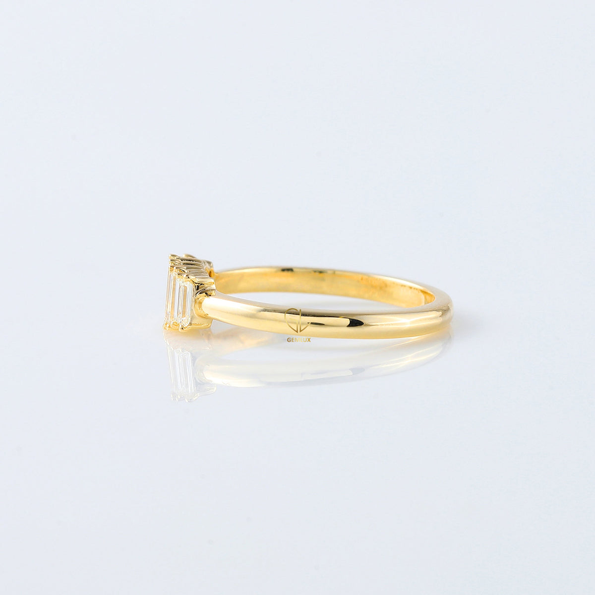 Emerald Cut Moissanite Diamond Five Stone Wedding Band