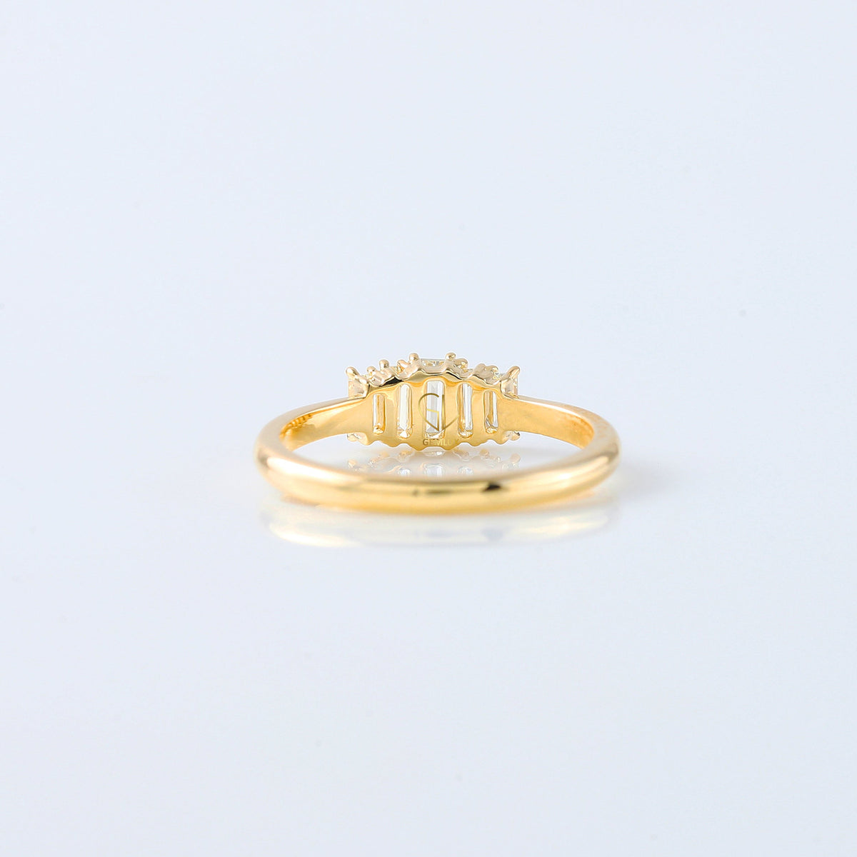 Emerald Cut Moissanite Diamond Five Stone Wedding Band