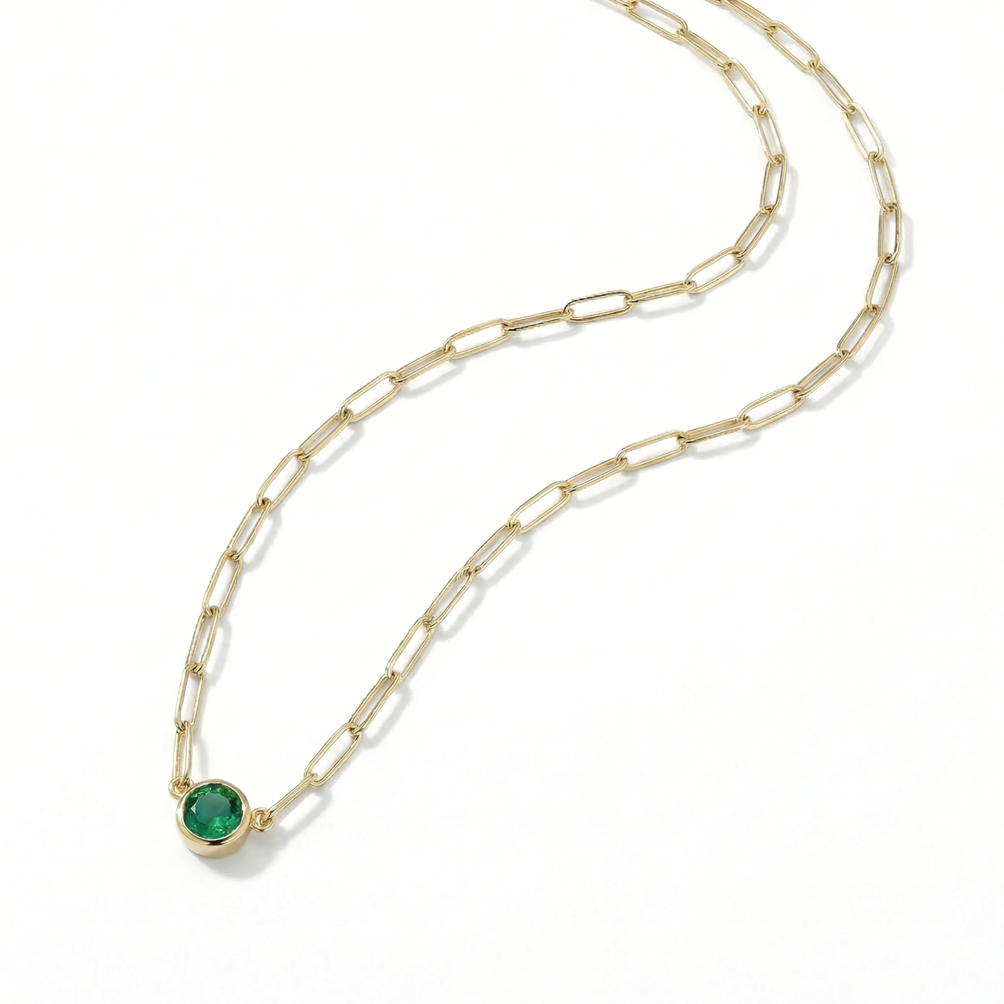 The Paperclip Bezel Necklace | Lab-Grown Emerald