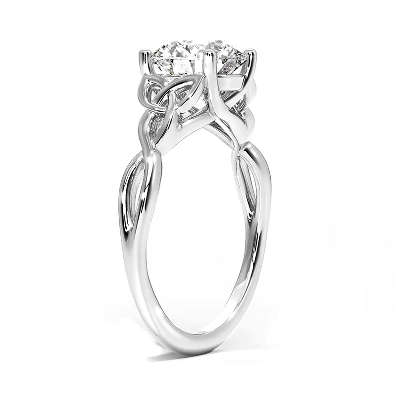 Entwined Celtic Love Knot Solitaire Moissanite Engagement Ring