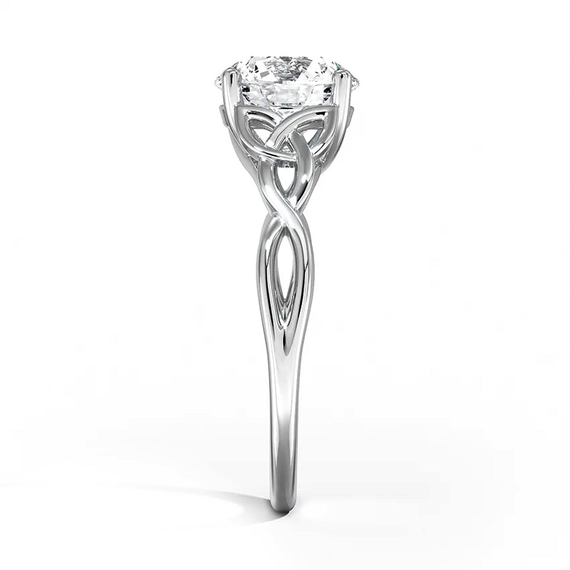 Entwined Celtic Love Knot Solitaire Moissanite Engagement Ring