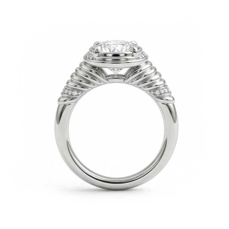 Eternal Ripple Cut Moissanite Pave Engagement Ring