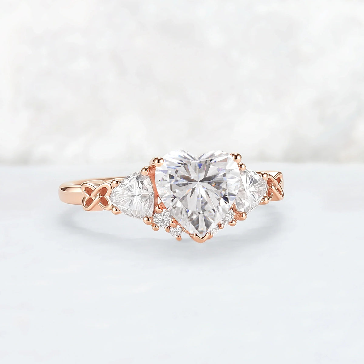Eternal Knot Heart-Shaped Moissanite Engagement Ring