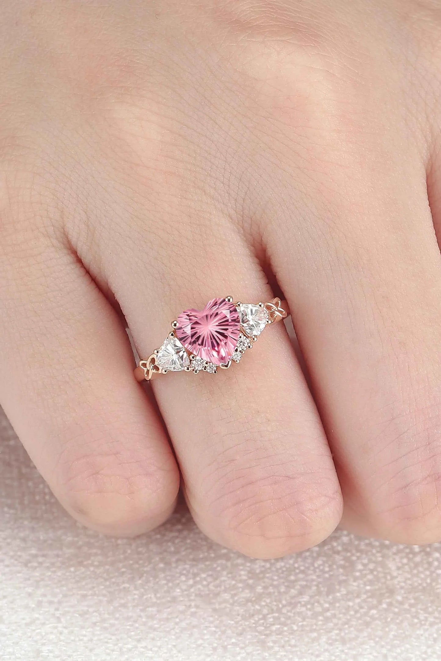 Eternal Knot Heart-Shaped Pink Sapphire Ring