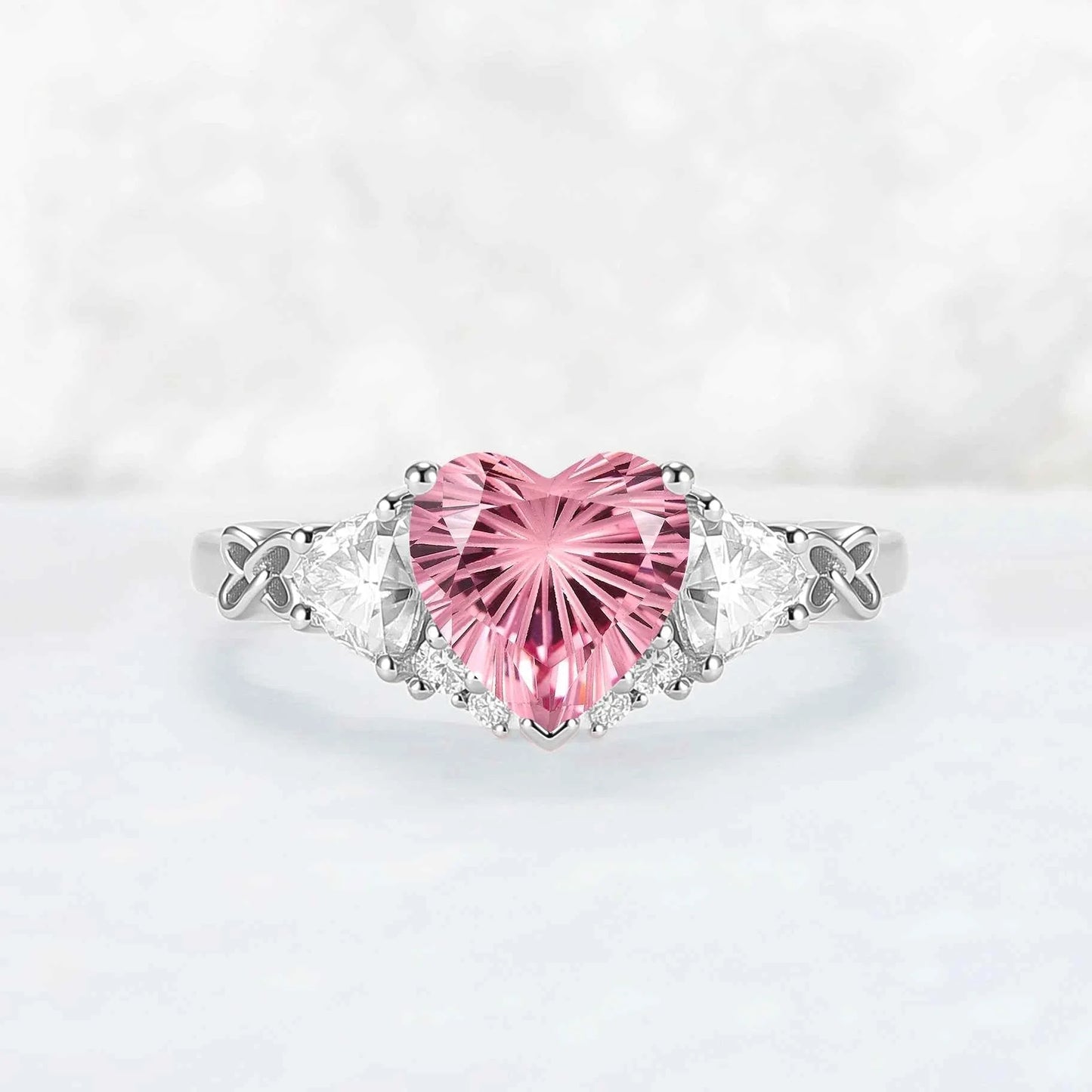 Eternal Knot Heart-Shaped Pink Sapphire Ring