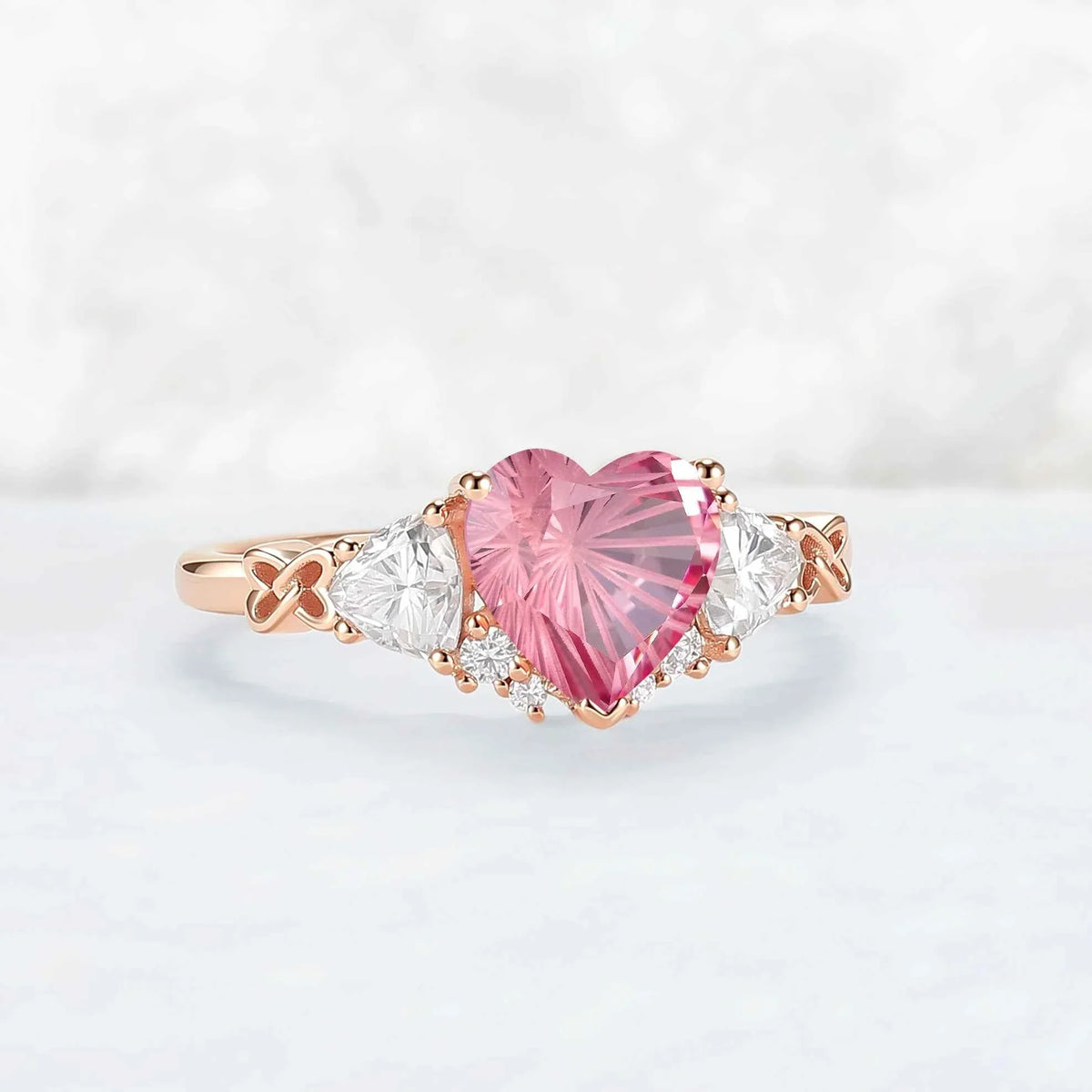 Eternal Knot Heart-Shaped Pink Sapphire Ring