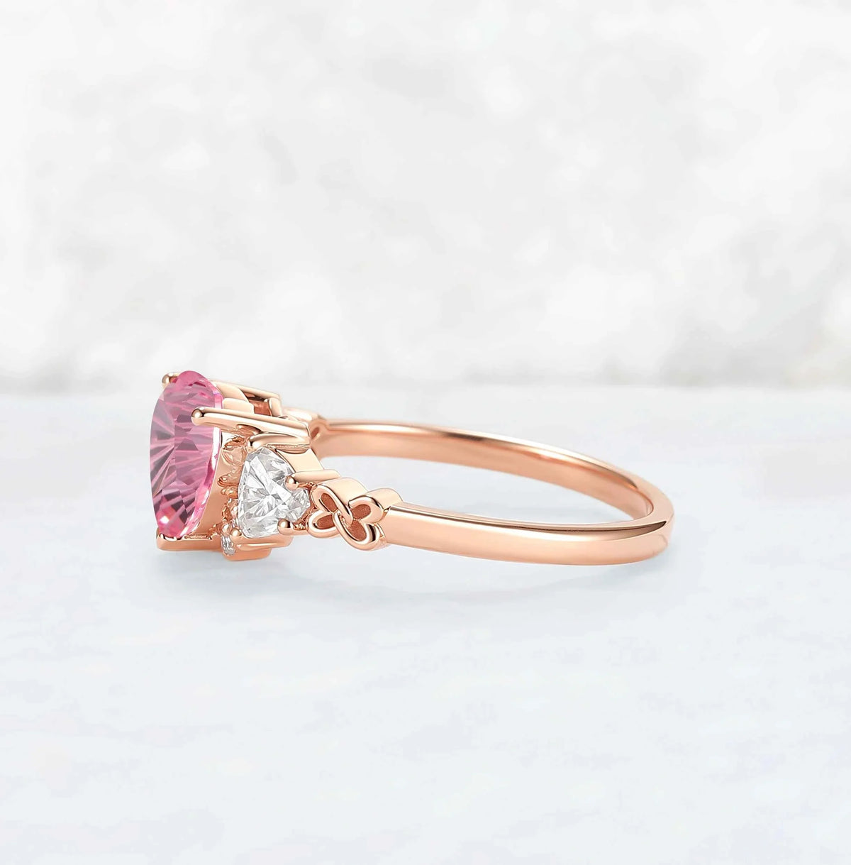 Eternal Knot Heart-Shaped Pink Sapphire Ring