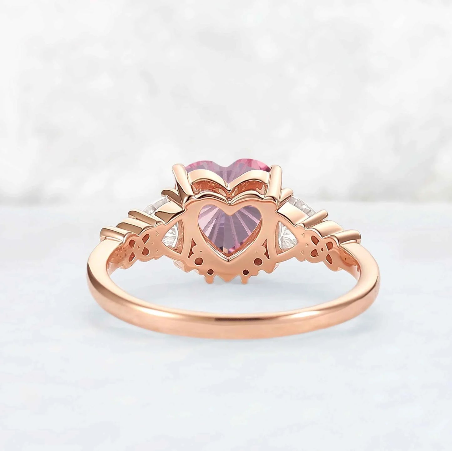 Eternal Knot Heart-Shaped Pink Sapphire Ring