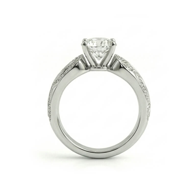Eternal Tides Round Moissanite Wave Pave Engagement Ring