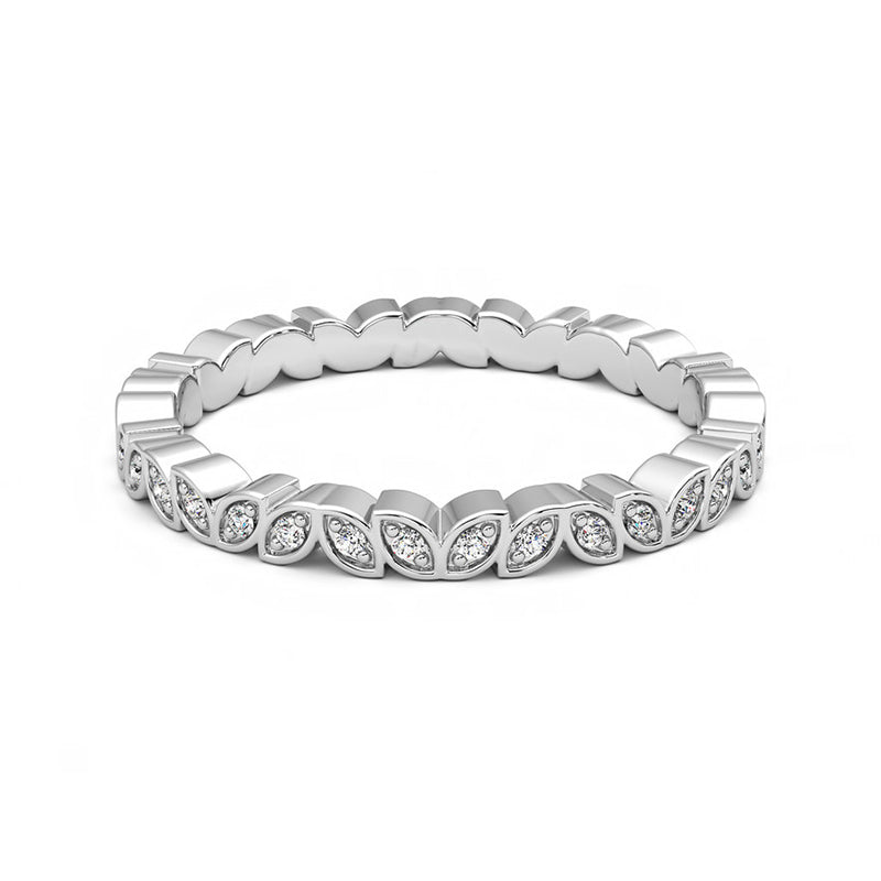 Eternity Moissanite Marquise-Shaped Bead Set Wedding Band