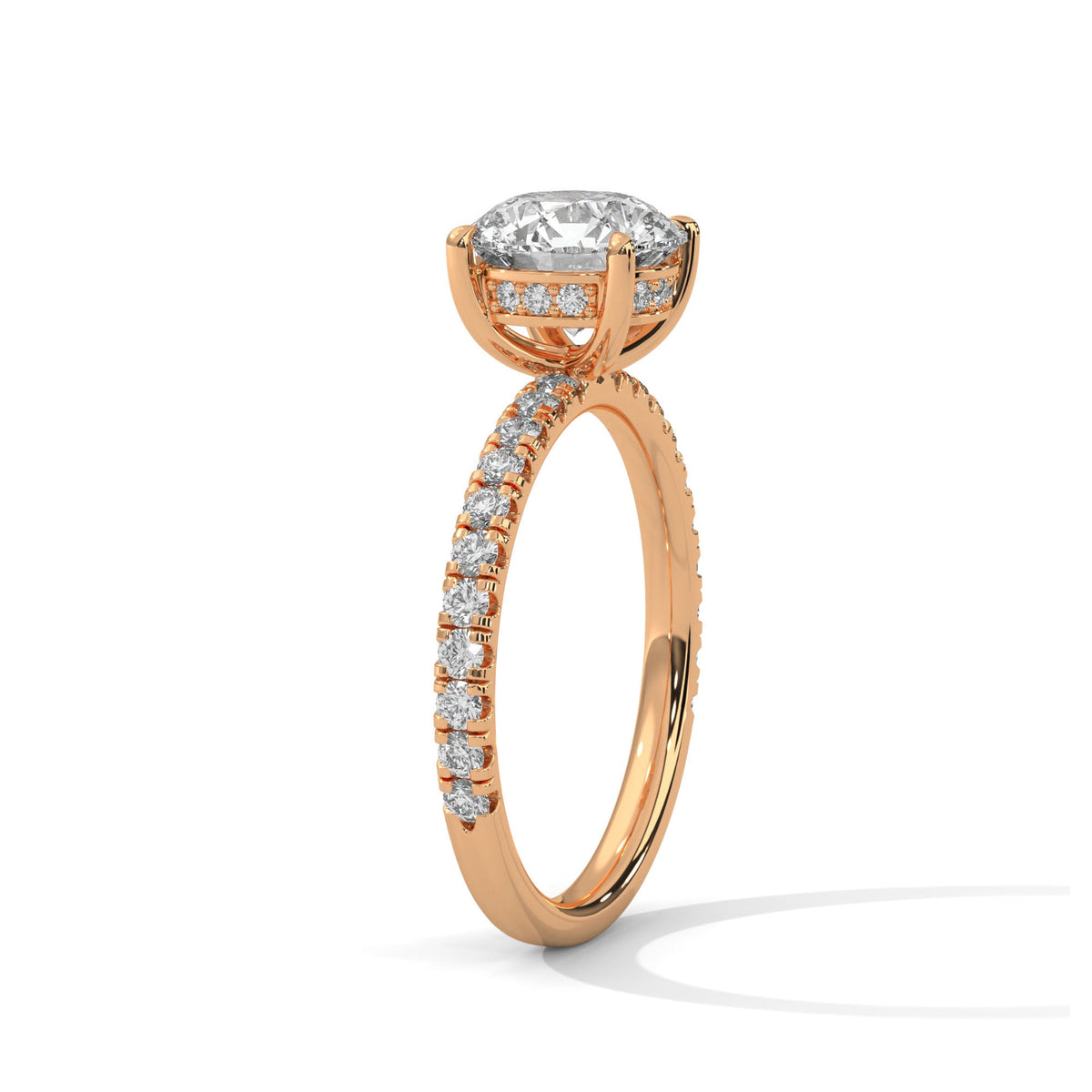 2 Carat Round Cut Lab Grown Diamond Hidden Halo Engagement Ring