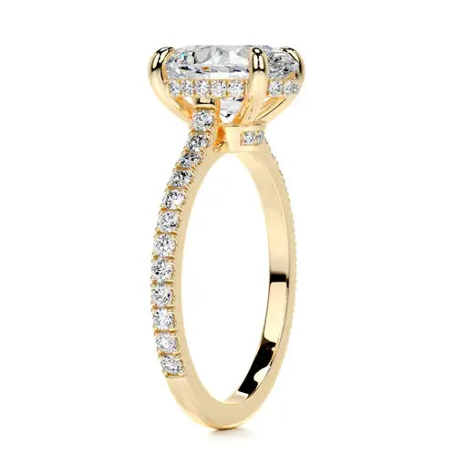 Radiating  Solarii Moissanite 3.0ct Oval Cut 925 Sterling Silver Hidden Halo Engagement Ring