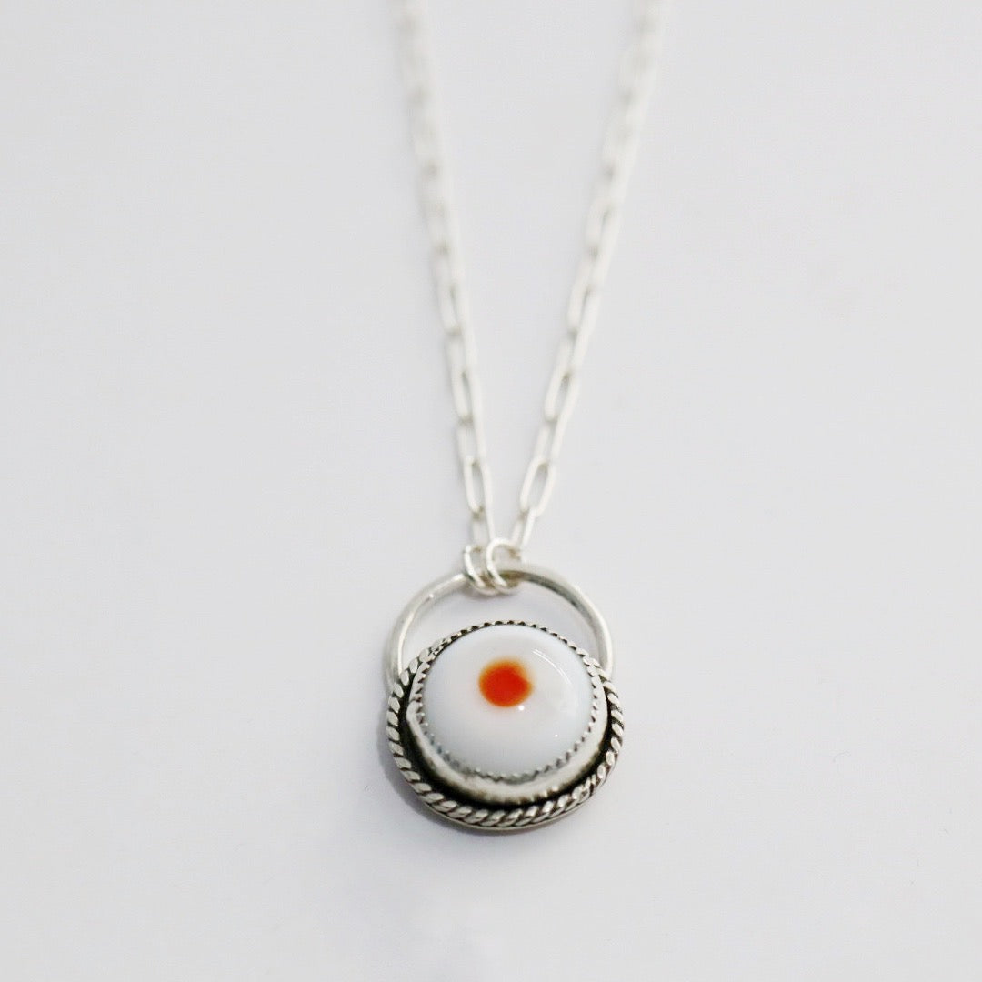 All Seeing Orange Eyeball Necklace in Sterling Silver / Ready to ship