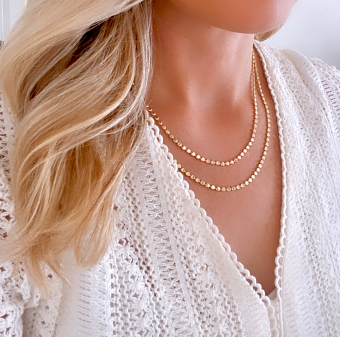 Gold Filled Layering Chain Necklaces for Women Minimalist Necklace Rope Chain Thick Paperclip Dot Chain Everyday Necklace Christmas Gifts