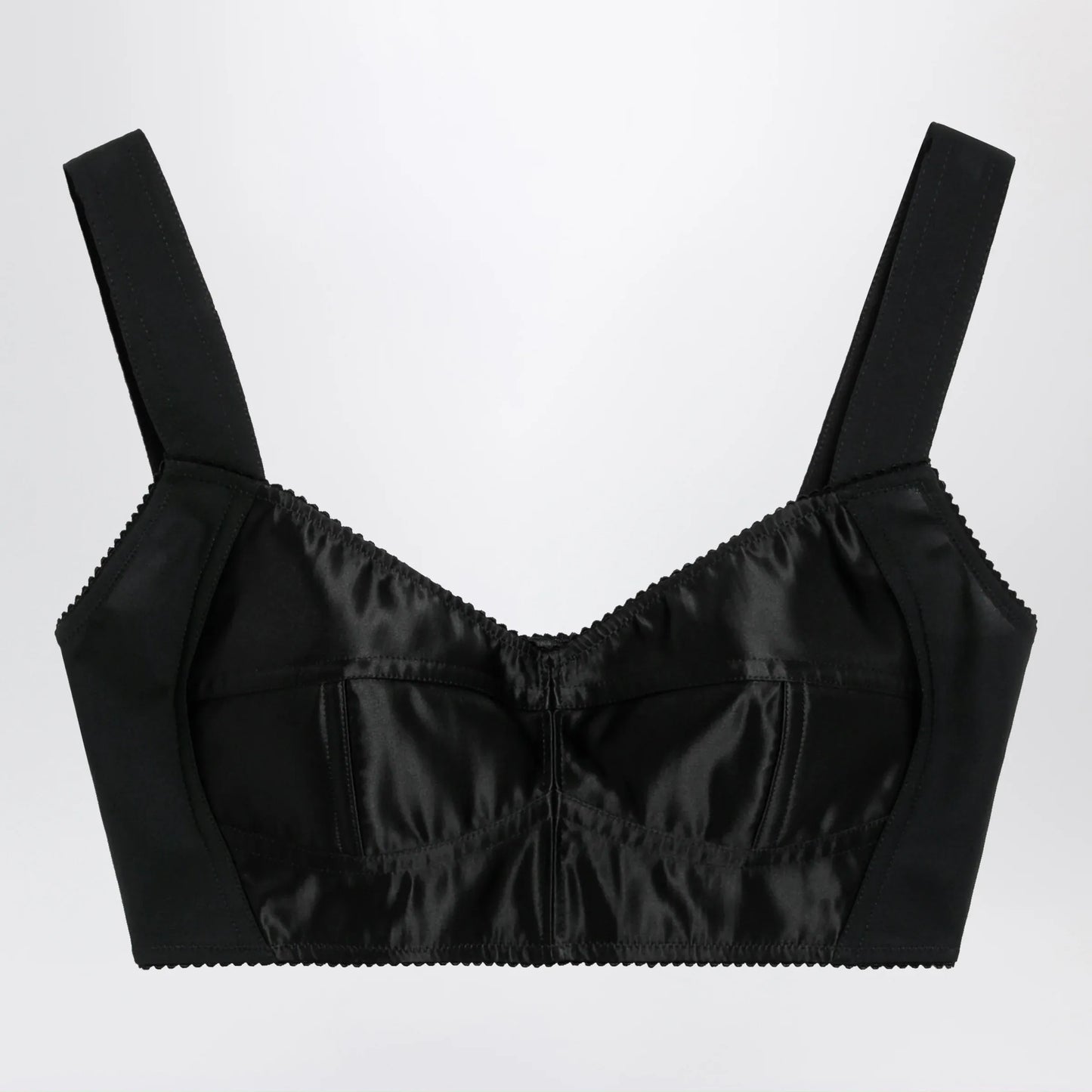 Dolce&Gabbana - Satin corset-style crop bustier in black