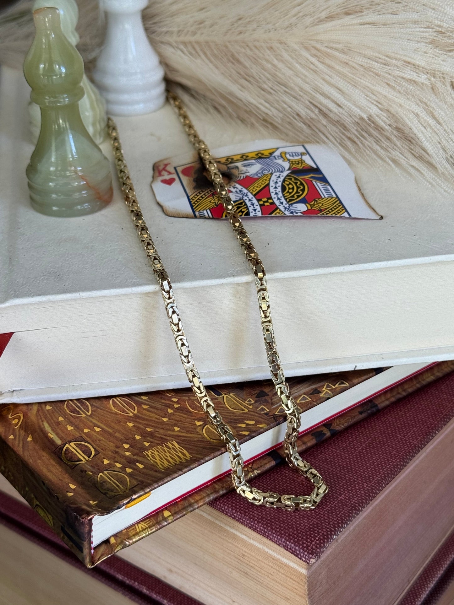 Vintage 14k Yellow Gold Square Byzantine Chain