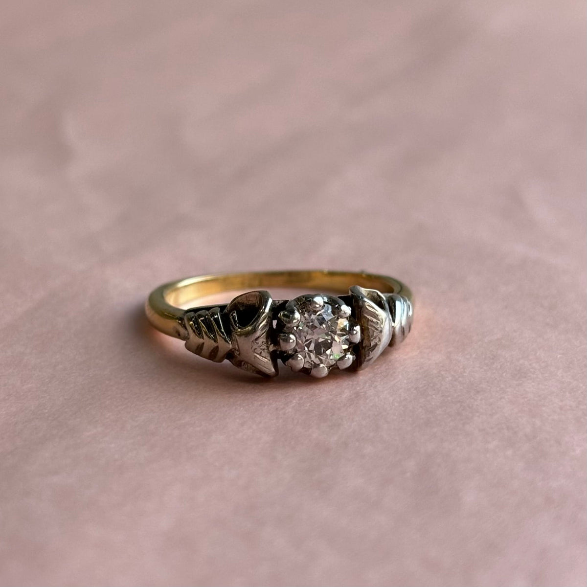 0.35CT Old European Cut Diamond Arrow Tree Ring | Vintage