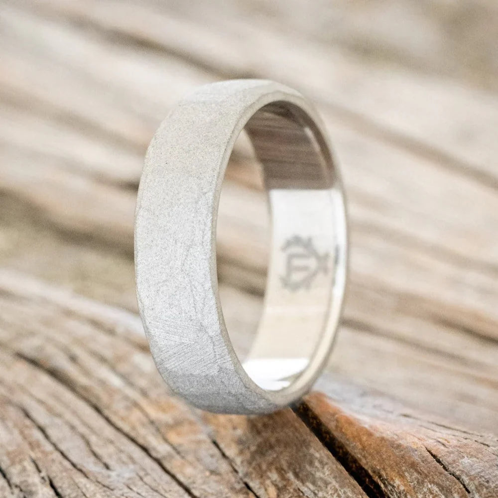 Faceted Wedding Ring With Sandblasted Finish - Titanium (6mm) - Size 9