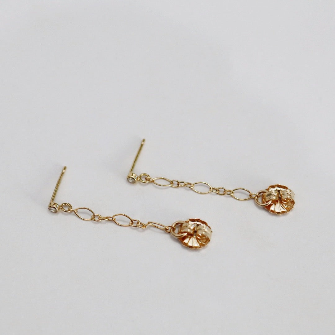 Cubic Zirconia Chain Drop Earrings in 14 karat Gold Fill