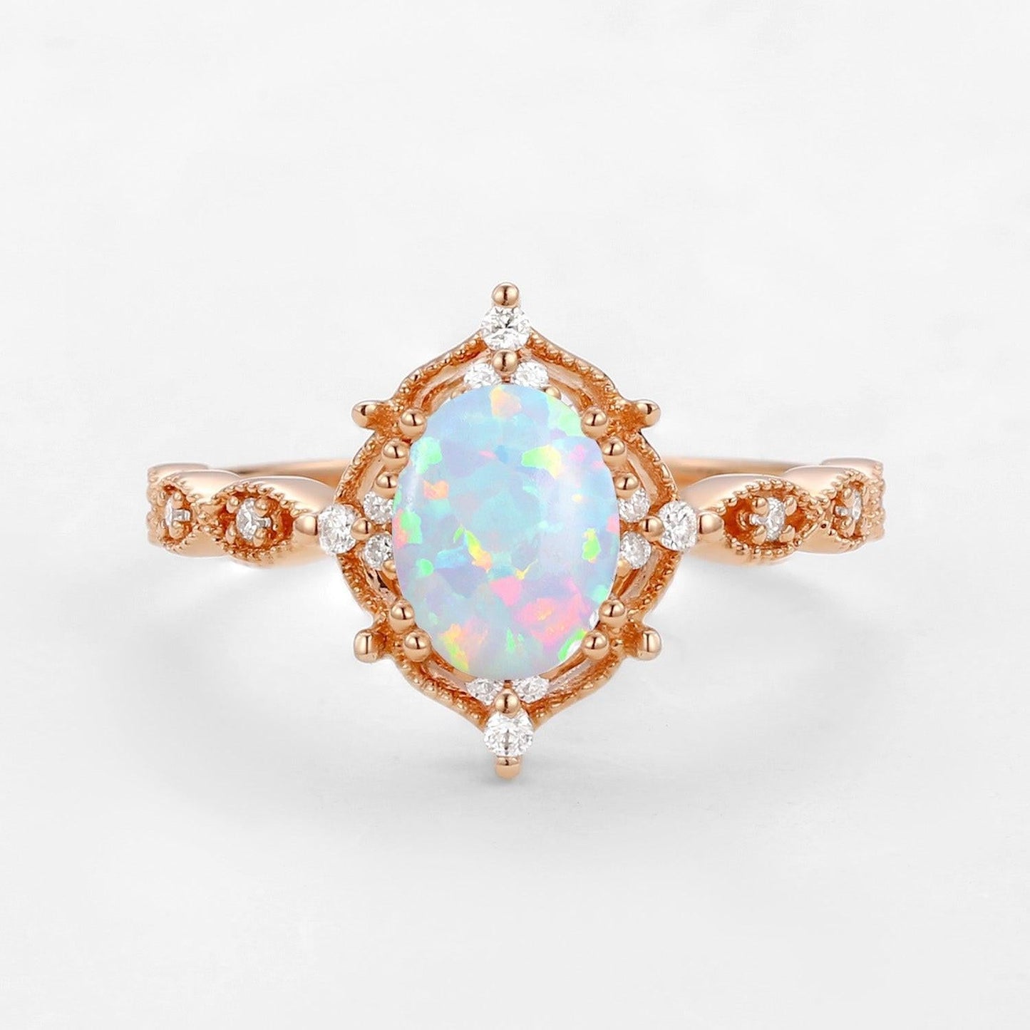 Charlotte’s Mistveil | 1.5CT Oval Opal Vintage Engagement Ring