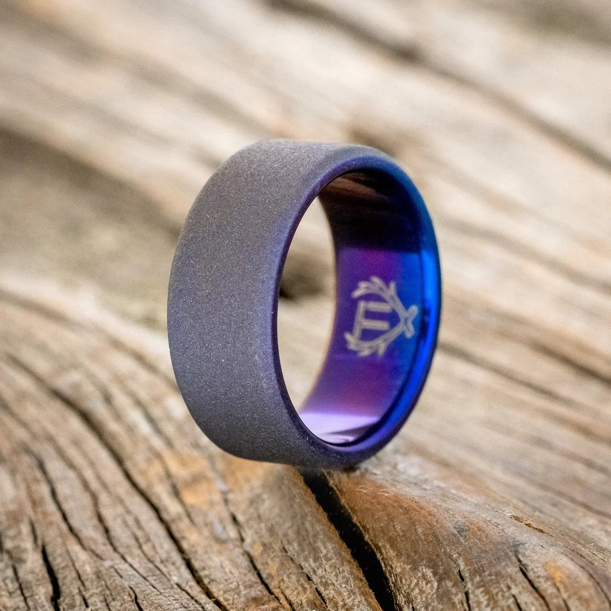 Fire-Treated Titanium Wedding Ring With Sandblasted Finish - Titanium (8mm) - Size 10 3/4