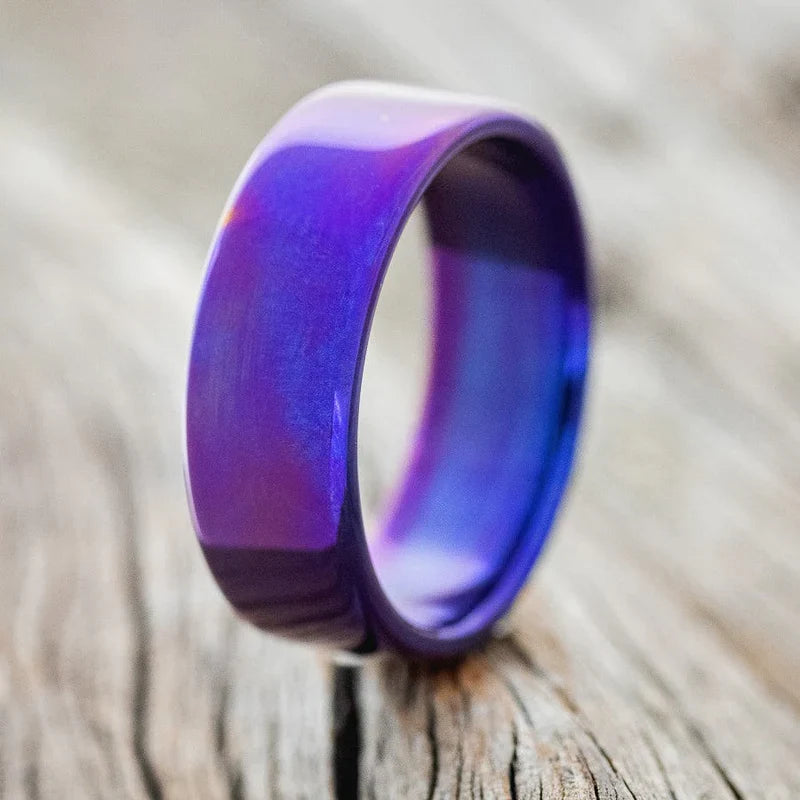 Fire-Treated Titanium Wedding Ring - Titanium (8mm) - Size 10 3/4