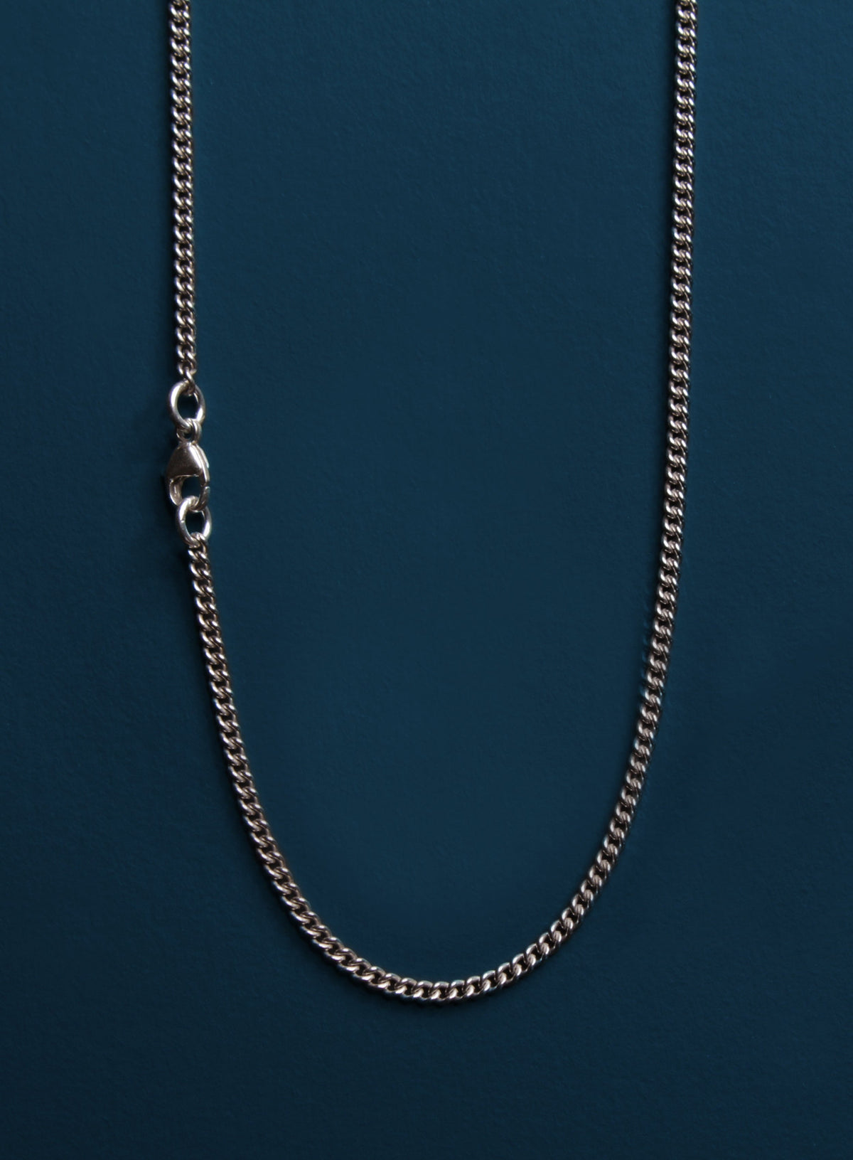 Small Sterling Silver Bevel Cross Pendant Necklace for Men
