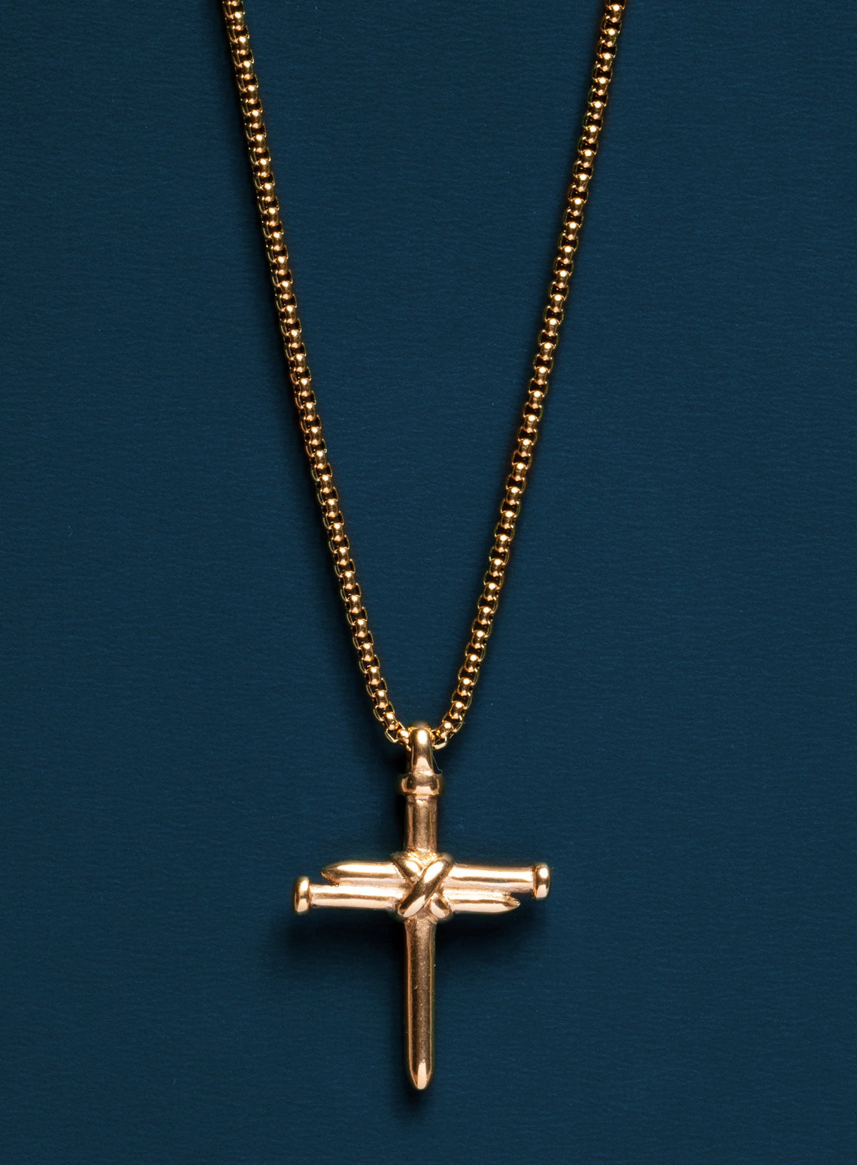 14k Gold Plated Stainless Steel Nail Cross Necklace for men