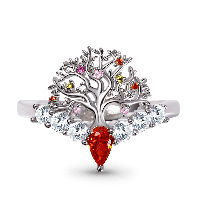 Gnoce Tree of Life V Ring Platinum-plated Silver Blend