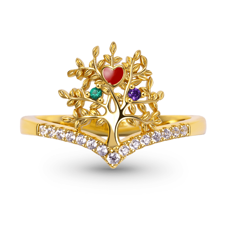 Gnoce Tree of Life V Ring Platinum-plated Silver Blend
