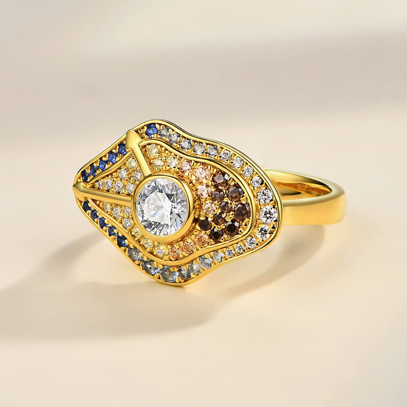 Famous Paintings "The Persistence of Memory" Inspired Moissanite Engagement Ring