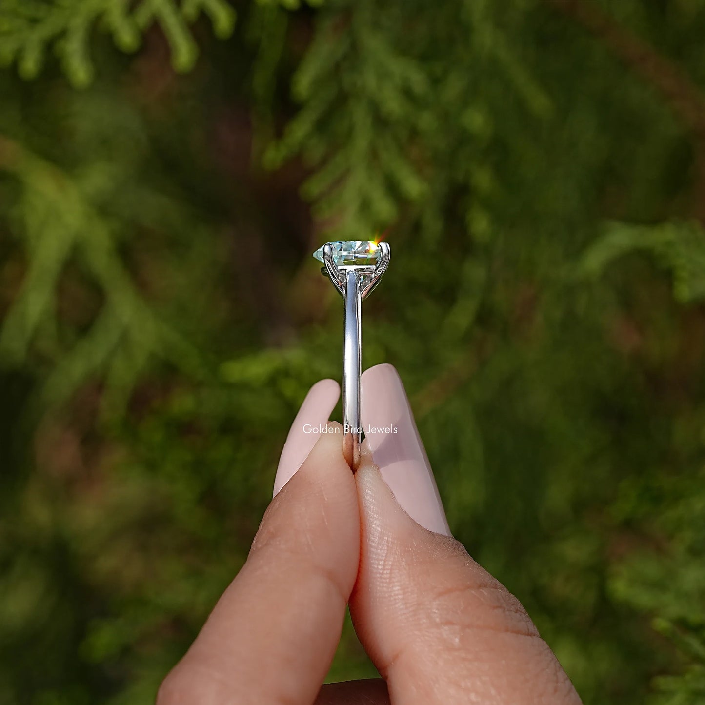 Blue Heart Moissanite Solitaire Wedding Ring