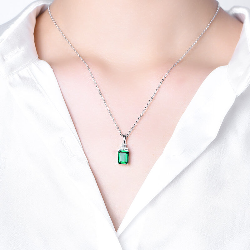 Fashion Lab-Created Emerald Sterling Silver Necklace