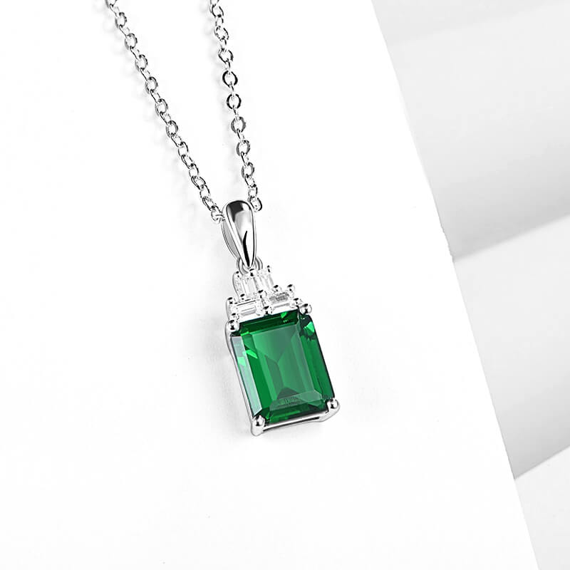 Fashion Lab-Created Emerald Sterling Silver Necklace