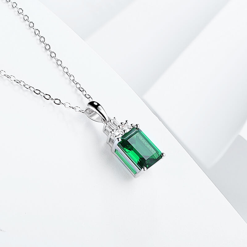 Fashion Lab-Created Emerald Sterling Silver Necklace