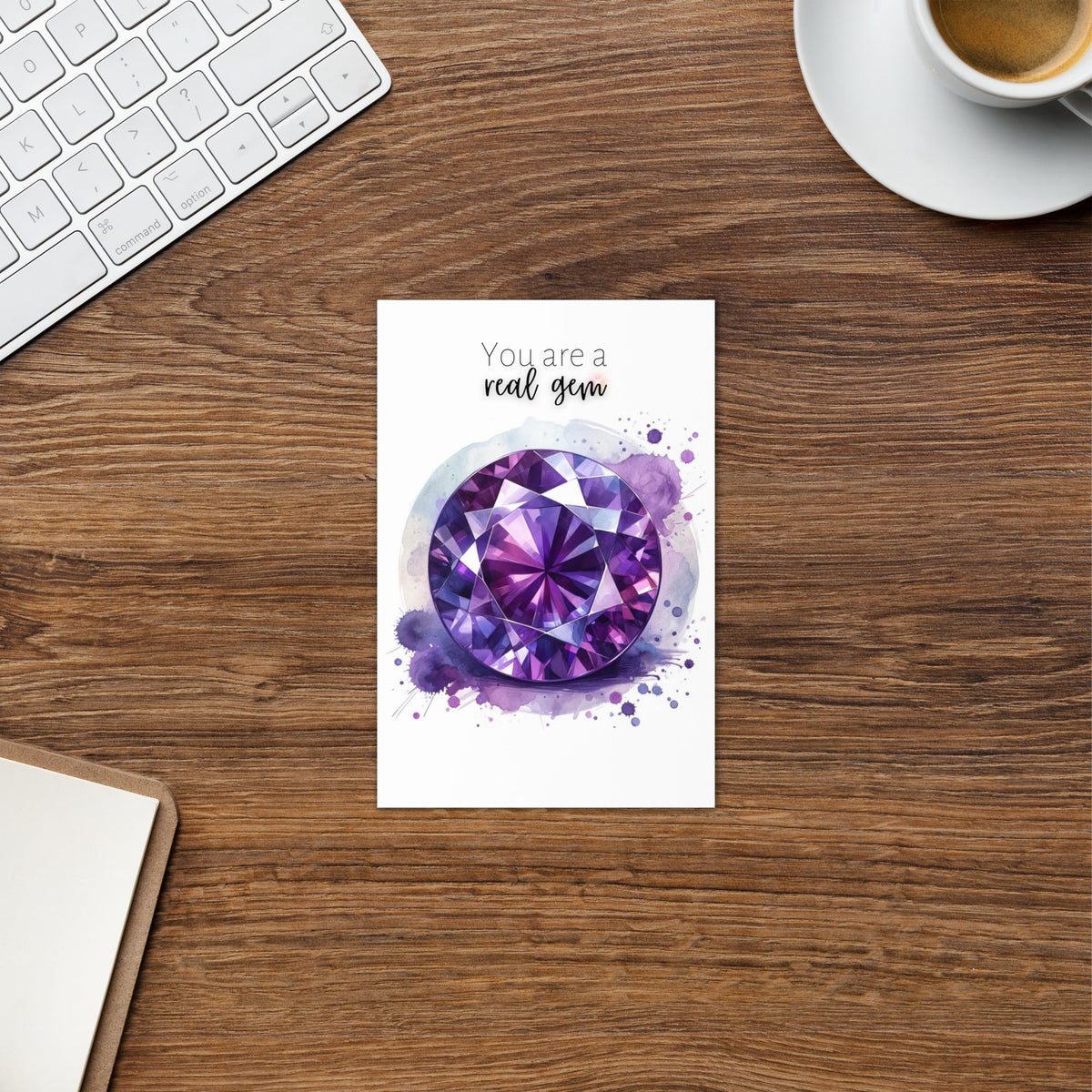 You are a real Gem | Watercolor Round Amethyst Folded  Birthday Card