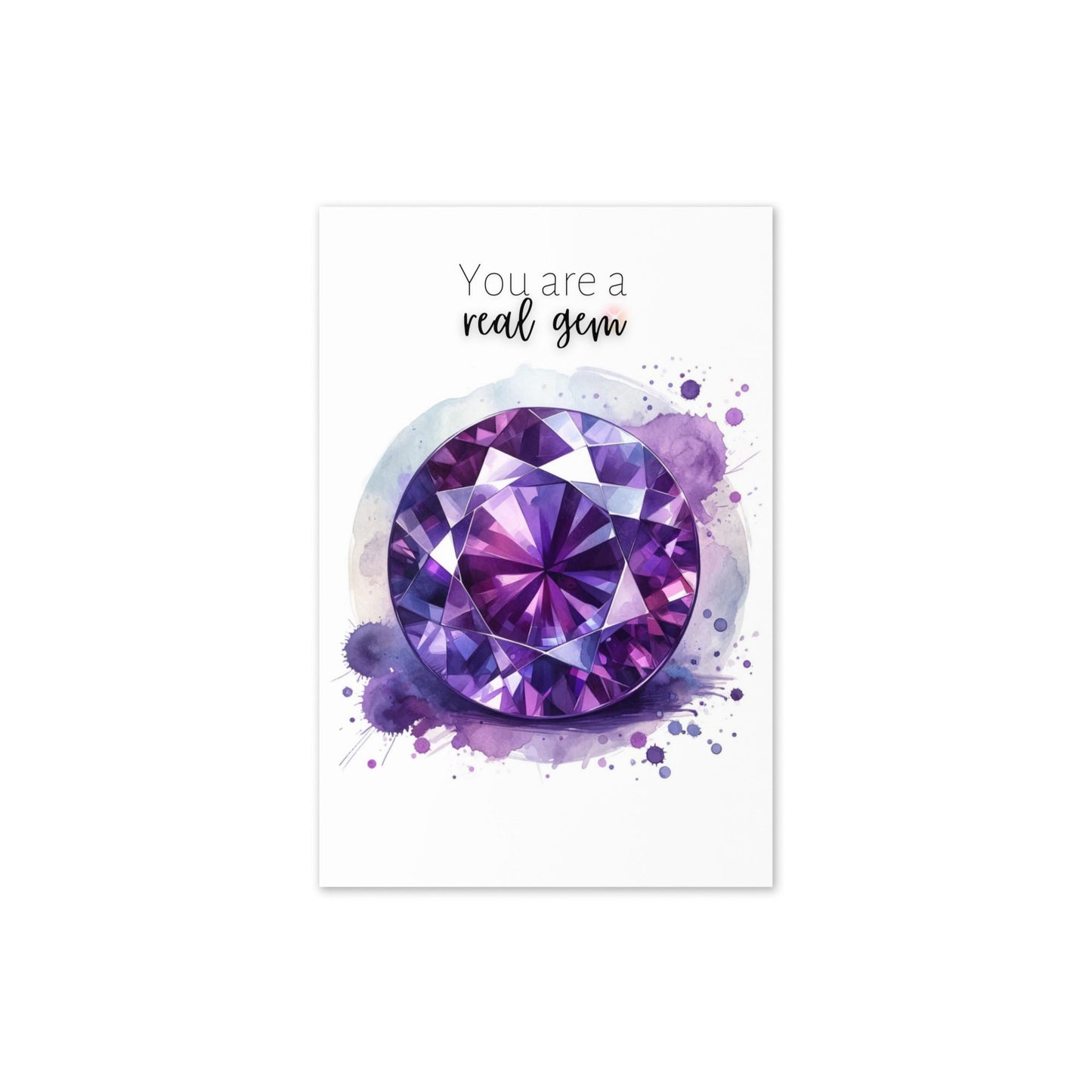 You are a real Gem | Watercolor Round Amethyst Folded  Birthday Card