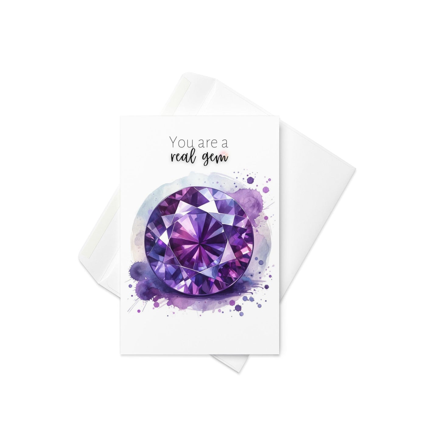 You are a real Gem | Watercolor Round Amethyst Folded  Birthday Card