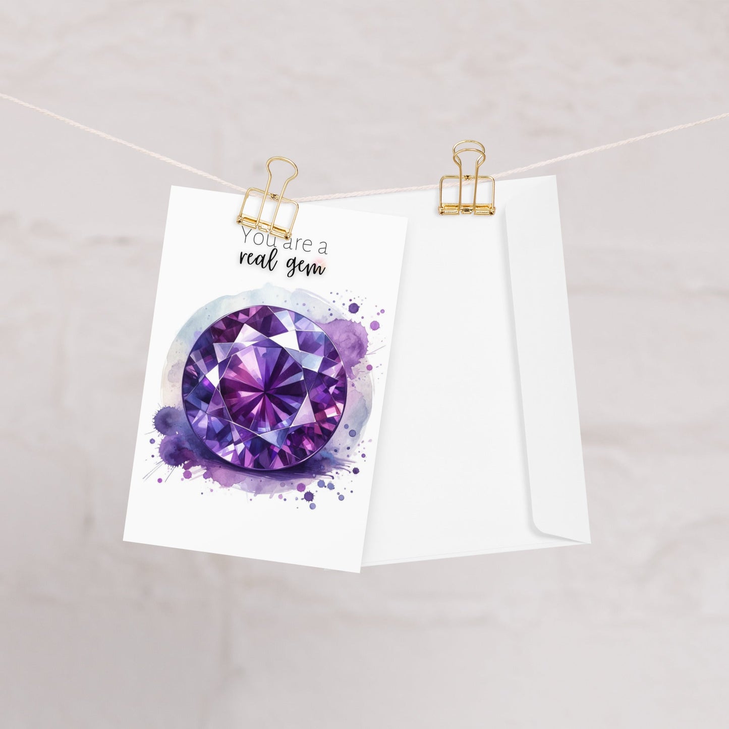 You are a real Gem | Watercolor Round Amethyst Folded  Birthday Card