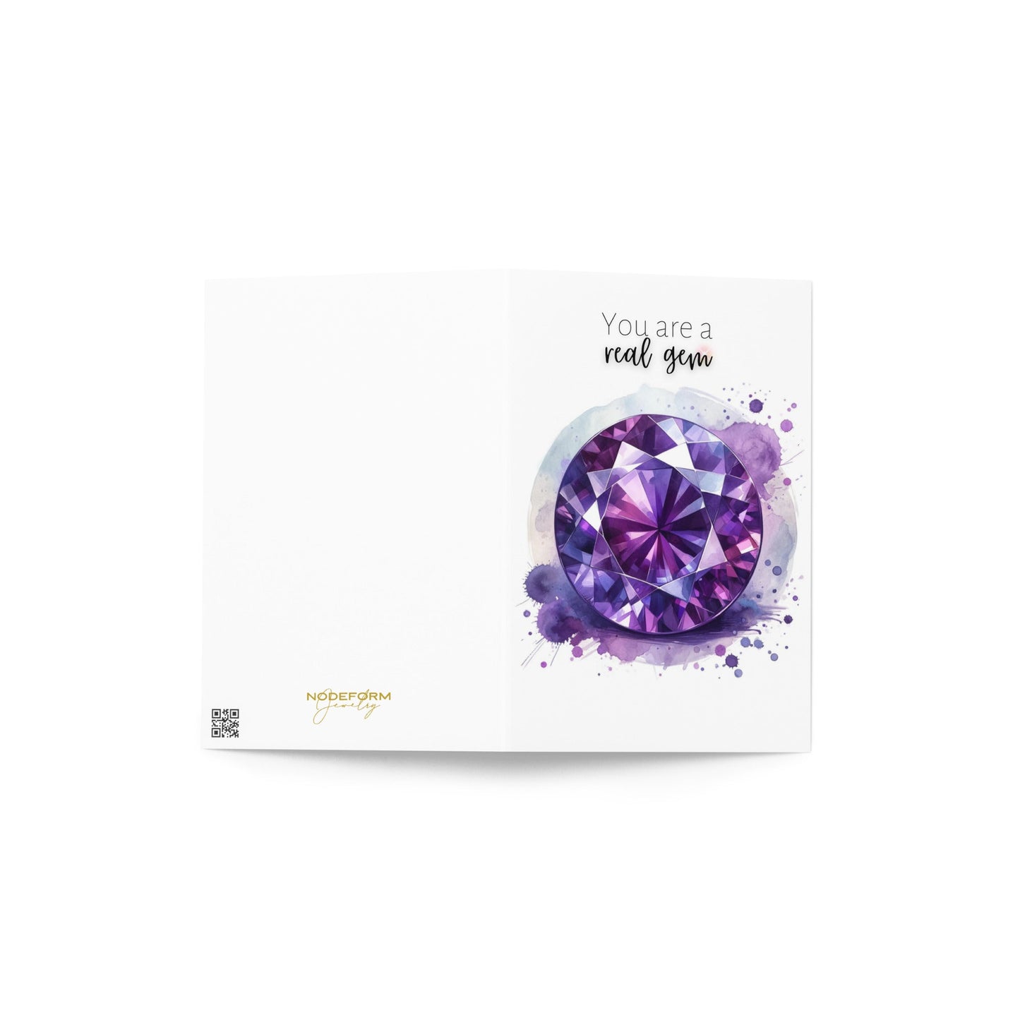 You are a real Gem | Watercolor Round Amethyst Folded  Birthday Card