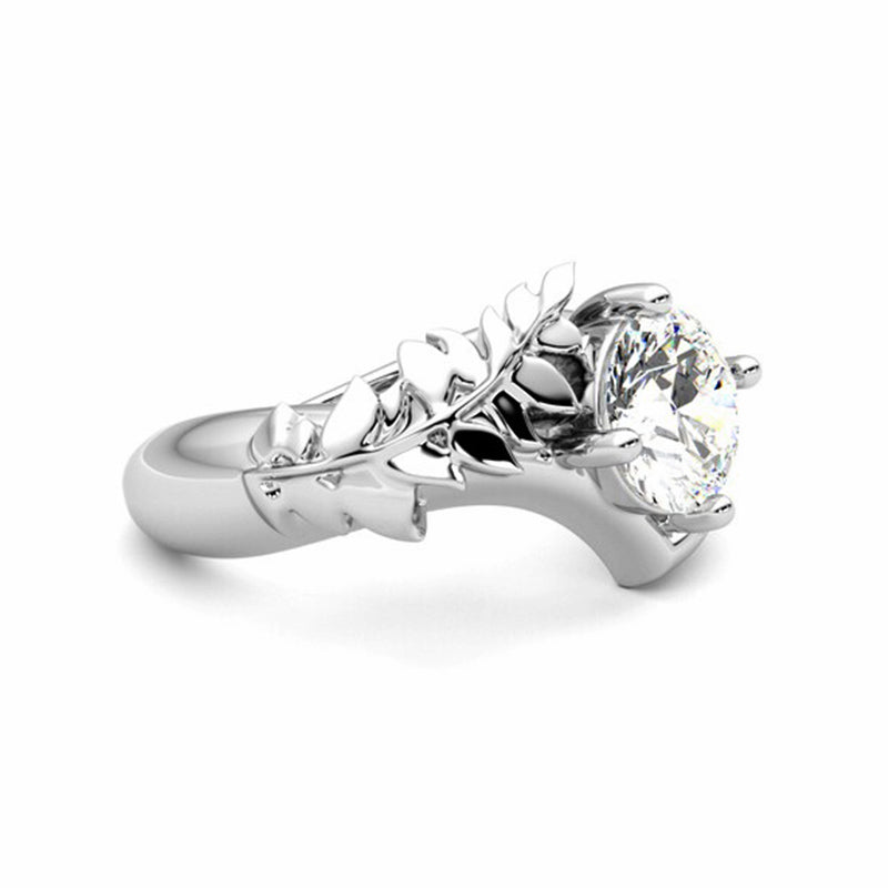 Fern Solitaire Moissanite With Star Set Blue Sapphire Engagement Ring