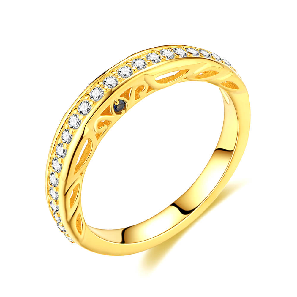 Filigree Halo Moissanite Channel Set Yellow Gold Bridal Engagement Ring Set