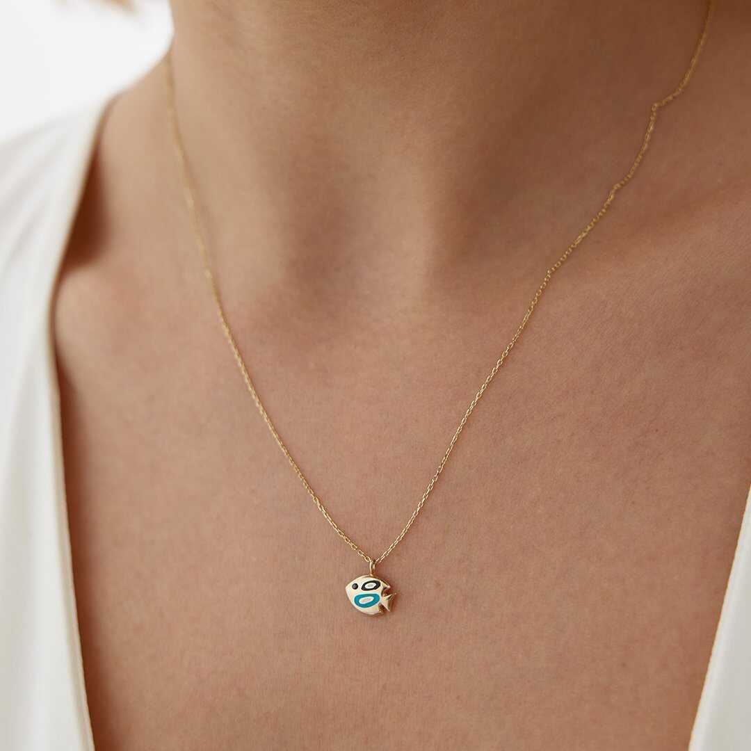 14k Gold Fish Talisman Necklace