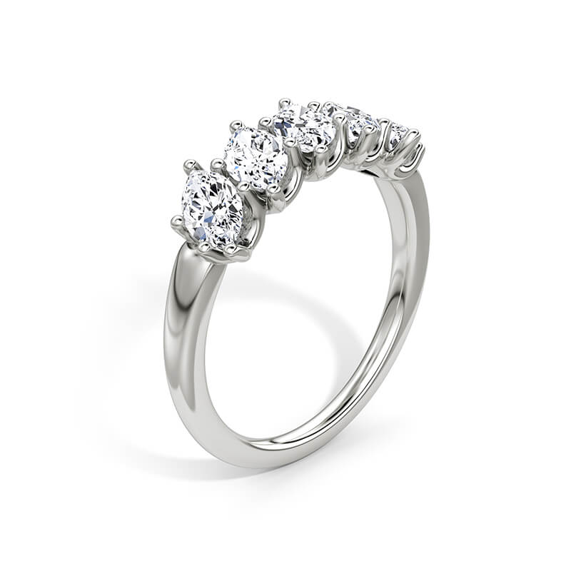 Five Marquise Moissanite Half Eternity Wedding Band Ring