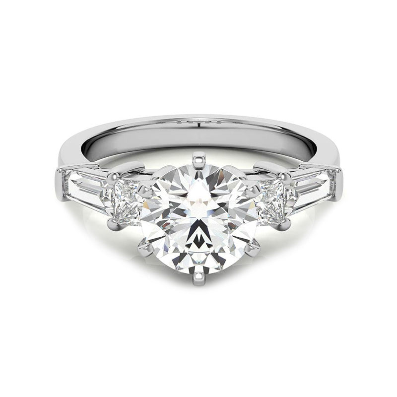 Five Stone Moissanite With Princess And Baguette Engagement Ring