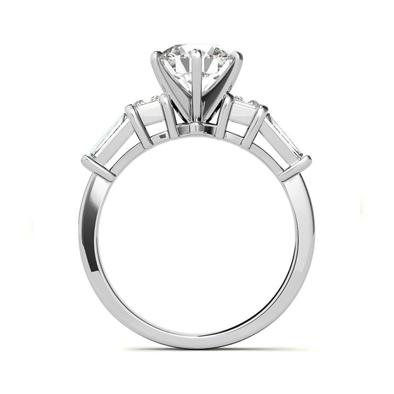 Five Stone Moissanite With Princess And Baguette Engagement Ring